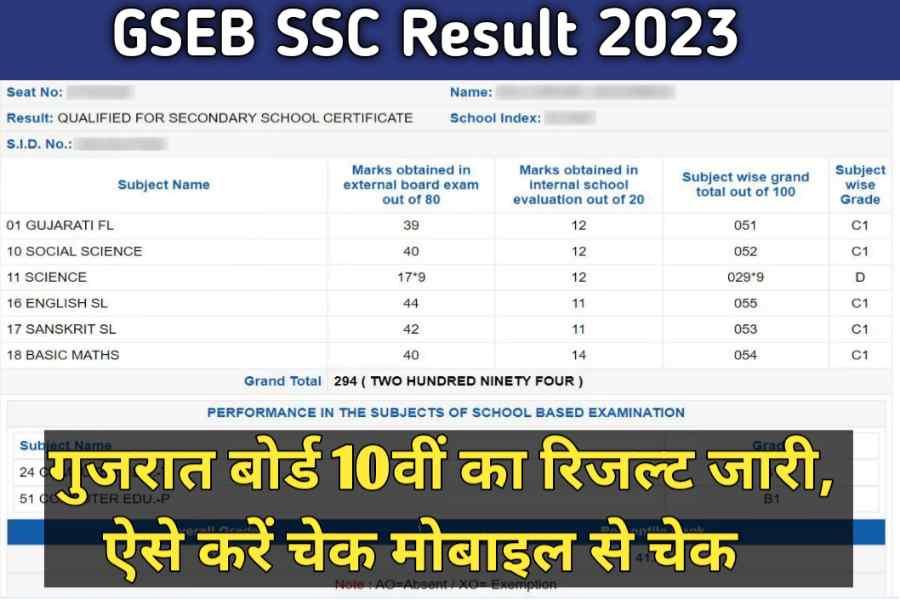 GSEB SSC Result