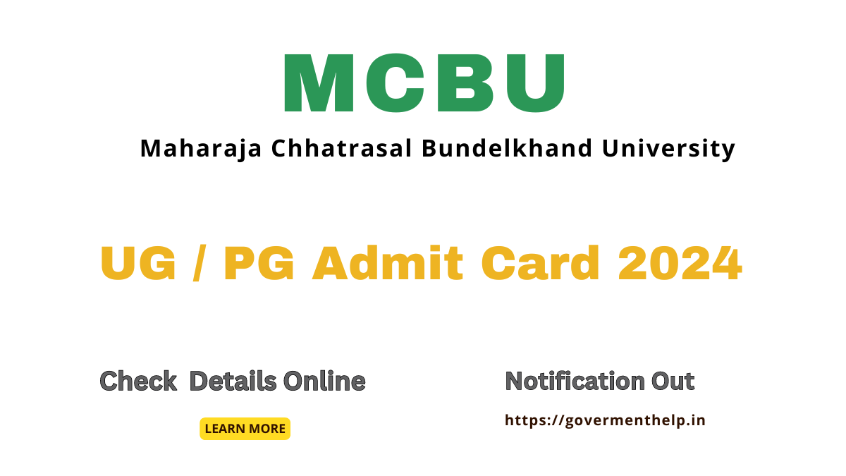 MCBU UG / PG Admit Card 2024