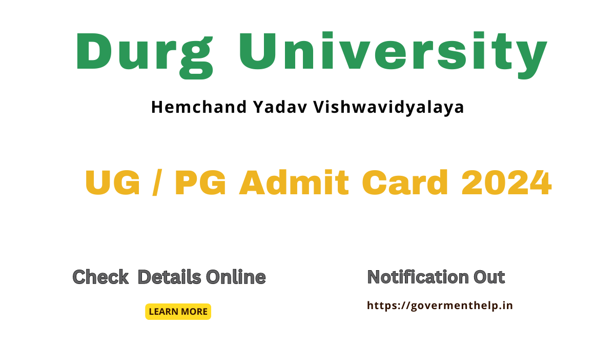 Durg University UG / PG Admit Card 2024