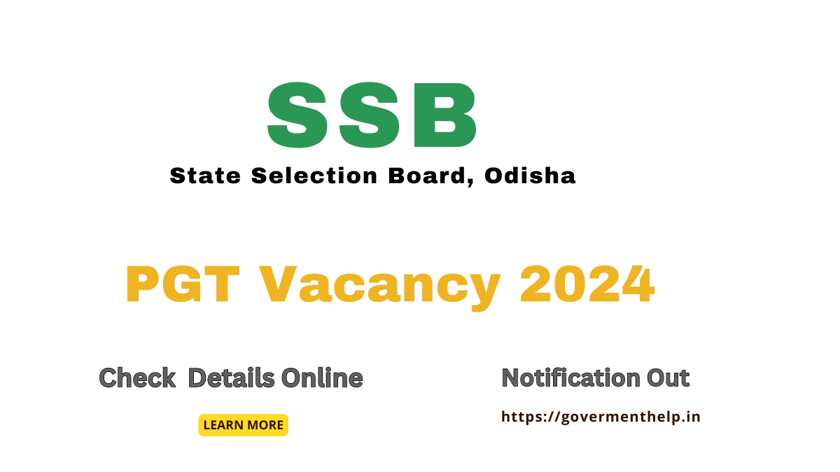 SSB Odisha PGT Recruitment 2024