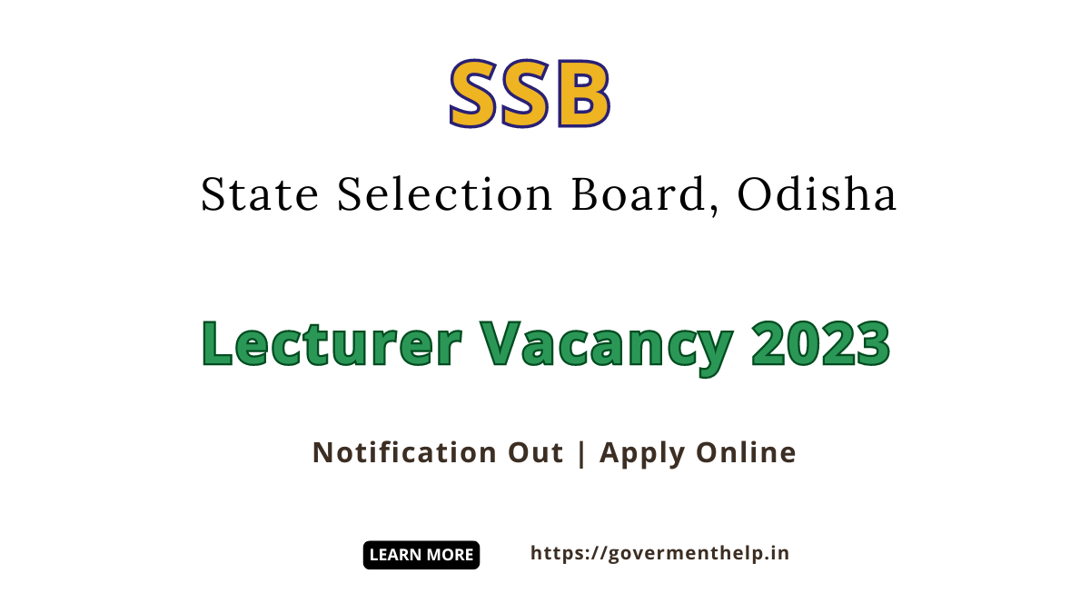 SSB, Odisha Lecturer Vacancy 2024