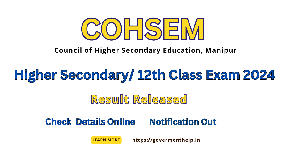 COHSEM Manipur Higher Secondary/ 12th Class Result 2024