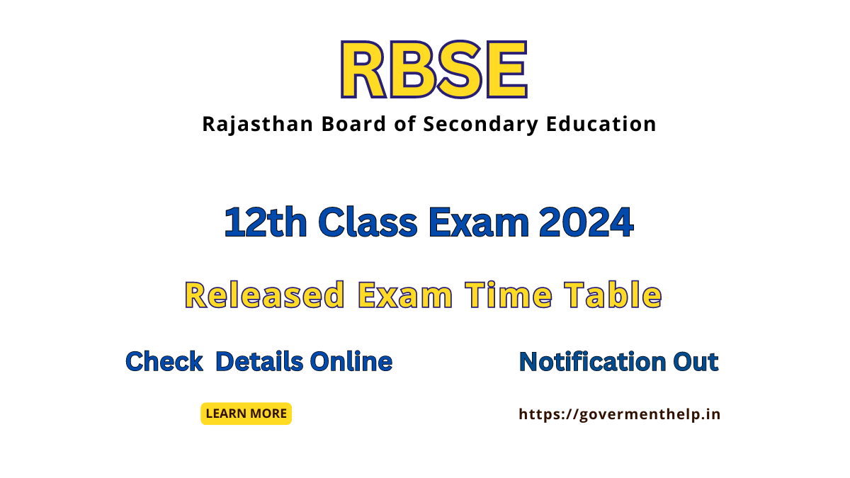 RBSE 12th Class Exam date 2024