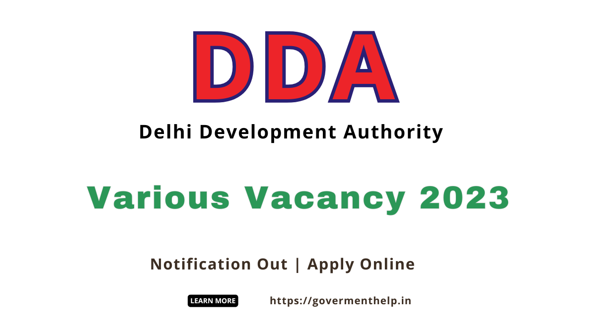 DDA Various Vacancy 2023