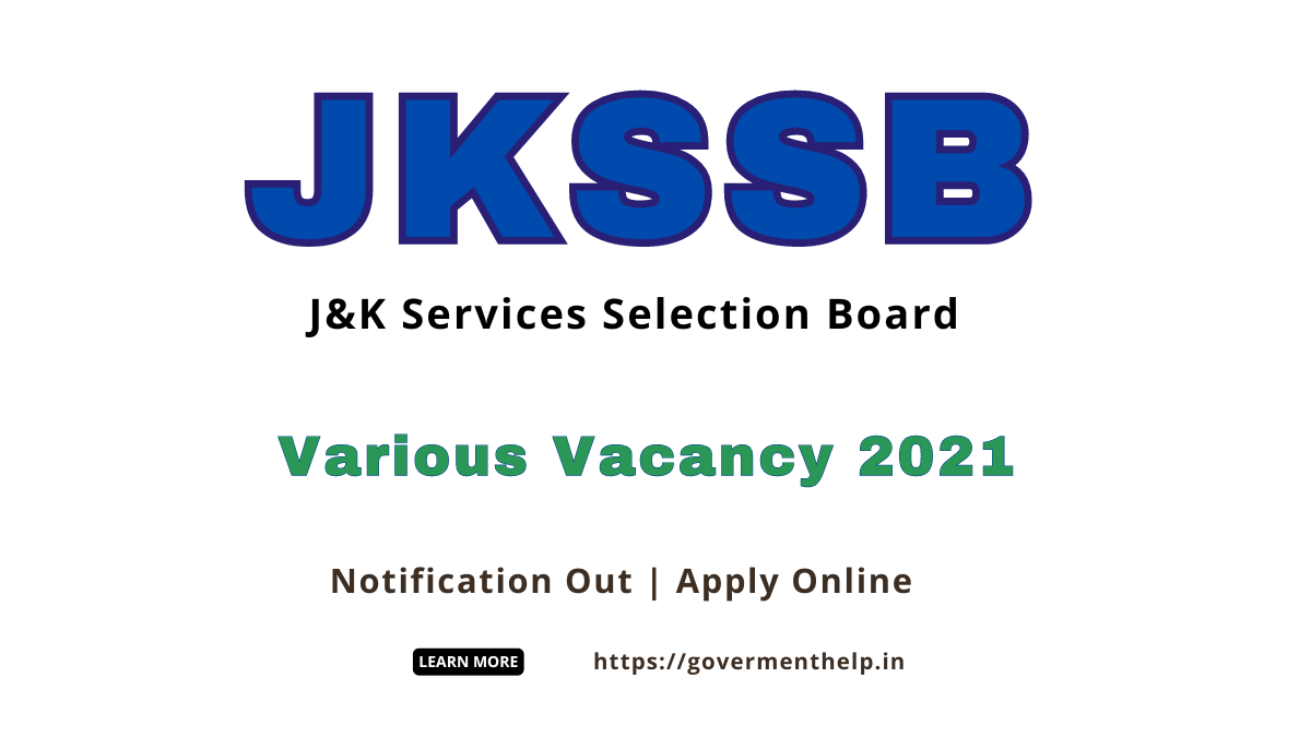 JKSSB Various Vacancy 2021