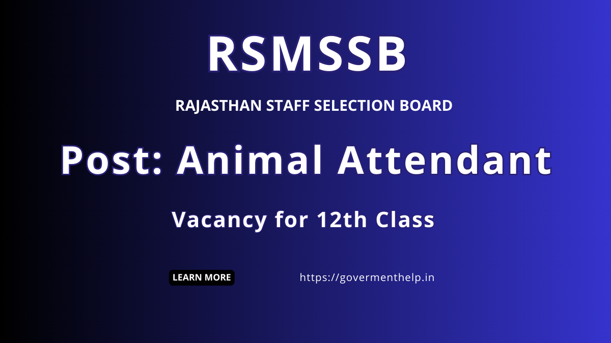 RSMSSB Animal Attendant 2024