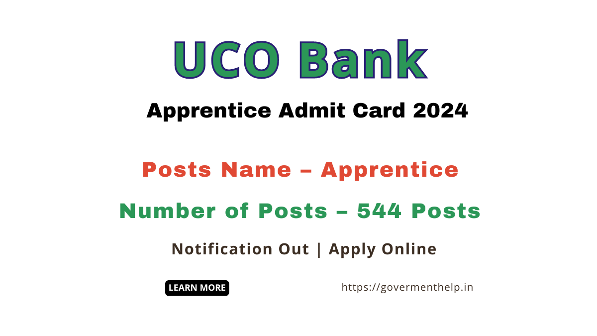 UCO Bank Apprentice Admit Card 2024